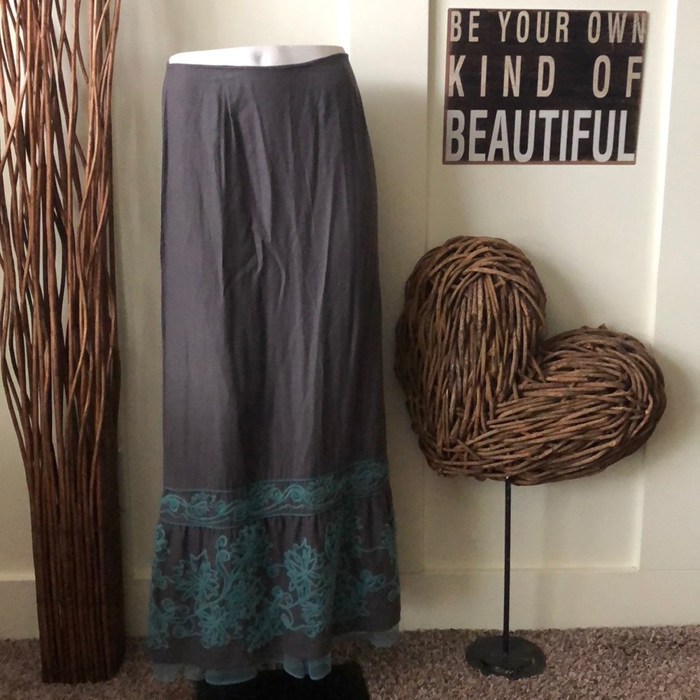 Vintage Free People gray maxi skirt w/tulle hem
